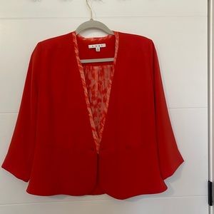 CAbi red/orange 3/4 sleeve button up blazer